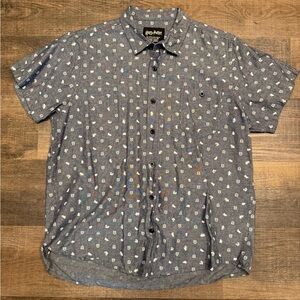 Harry Potter Button Up Shirt Men Short Sleeve Cotton Hogwarts 4 Houses Print XL